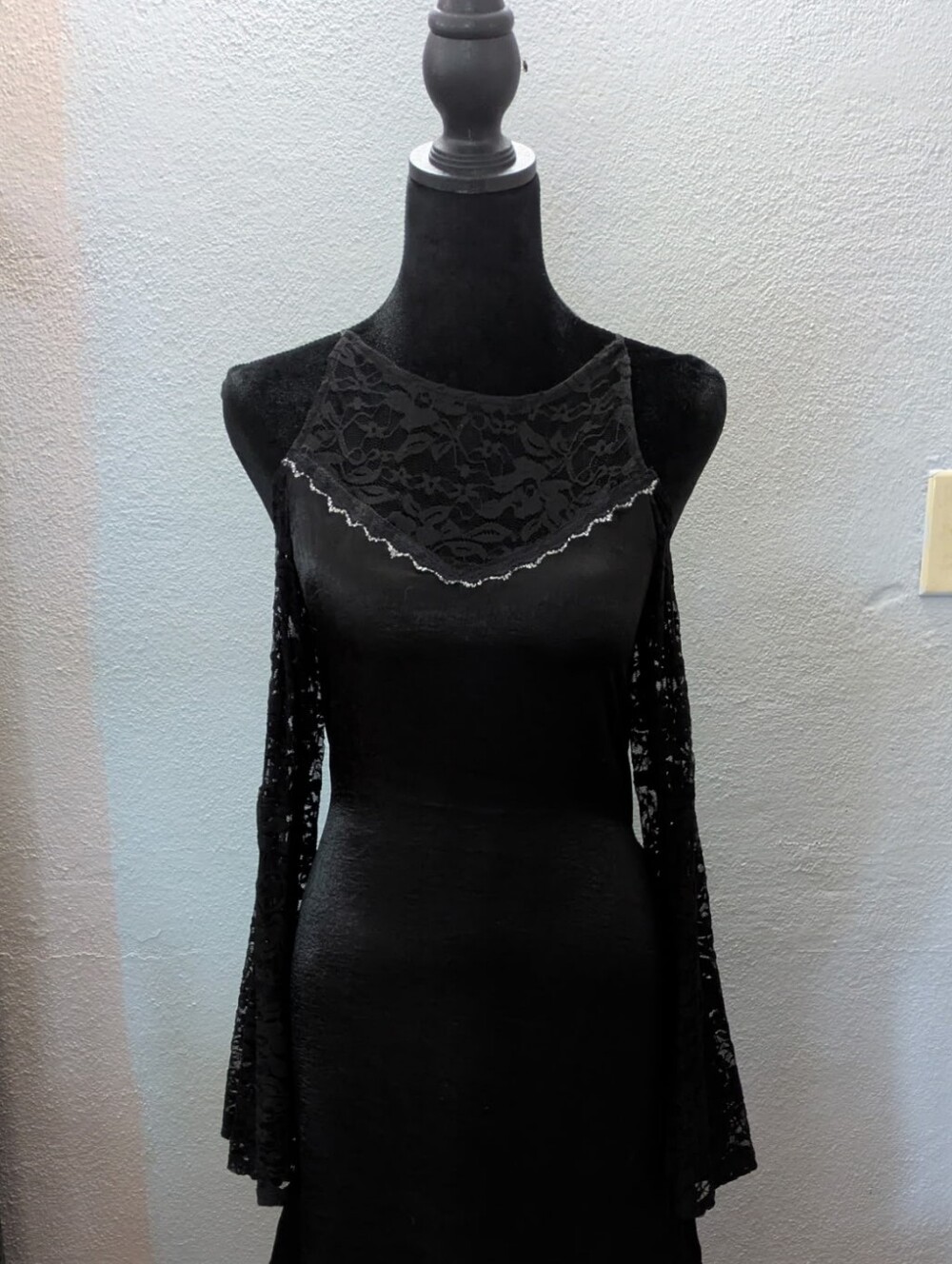 Black Lace-Sleeve Women's Dress